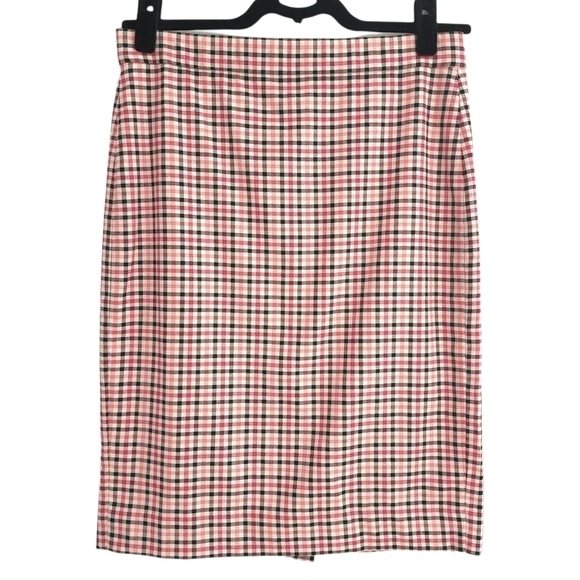 𝅺LANDS' End Black and Pink Houndstooth Pencil Skirt - Picture 1 of 8